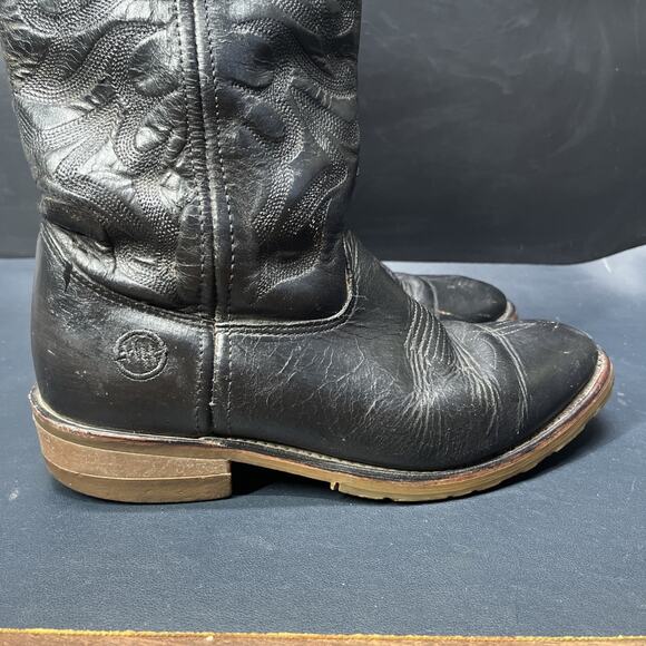 Vintage Double H Cowboy Boots Western Rockabilly Mens 8.5 D Black Leather main image 6